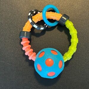 Sassy Ring O Links Multi-Textured Baby Rattle Teether Toy Blue Orange Green